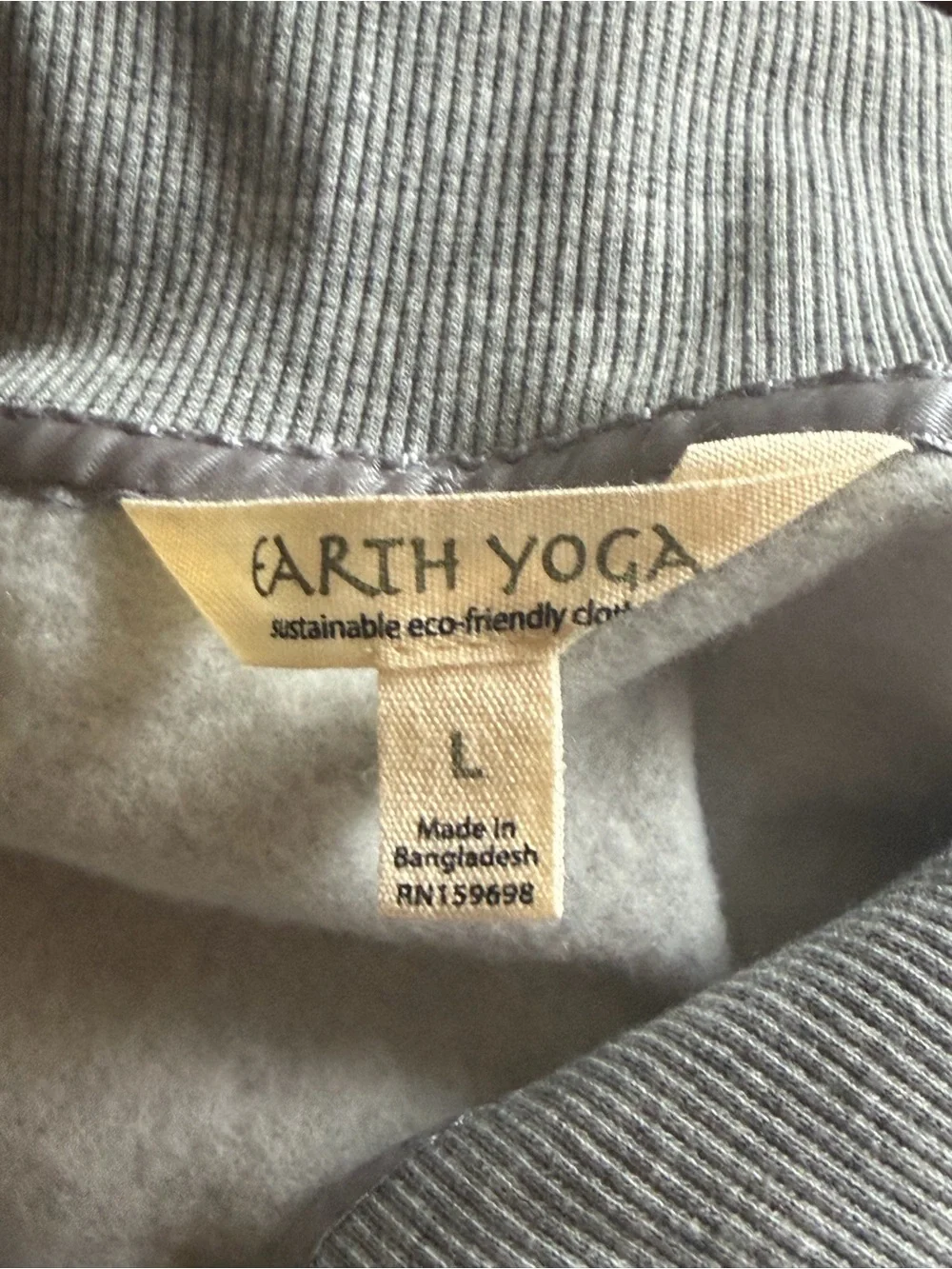 Earth Yoga Quarter Zip Pullover Heather Gray Size L
